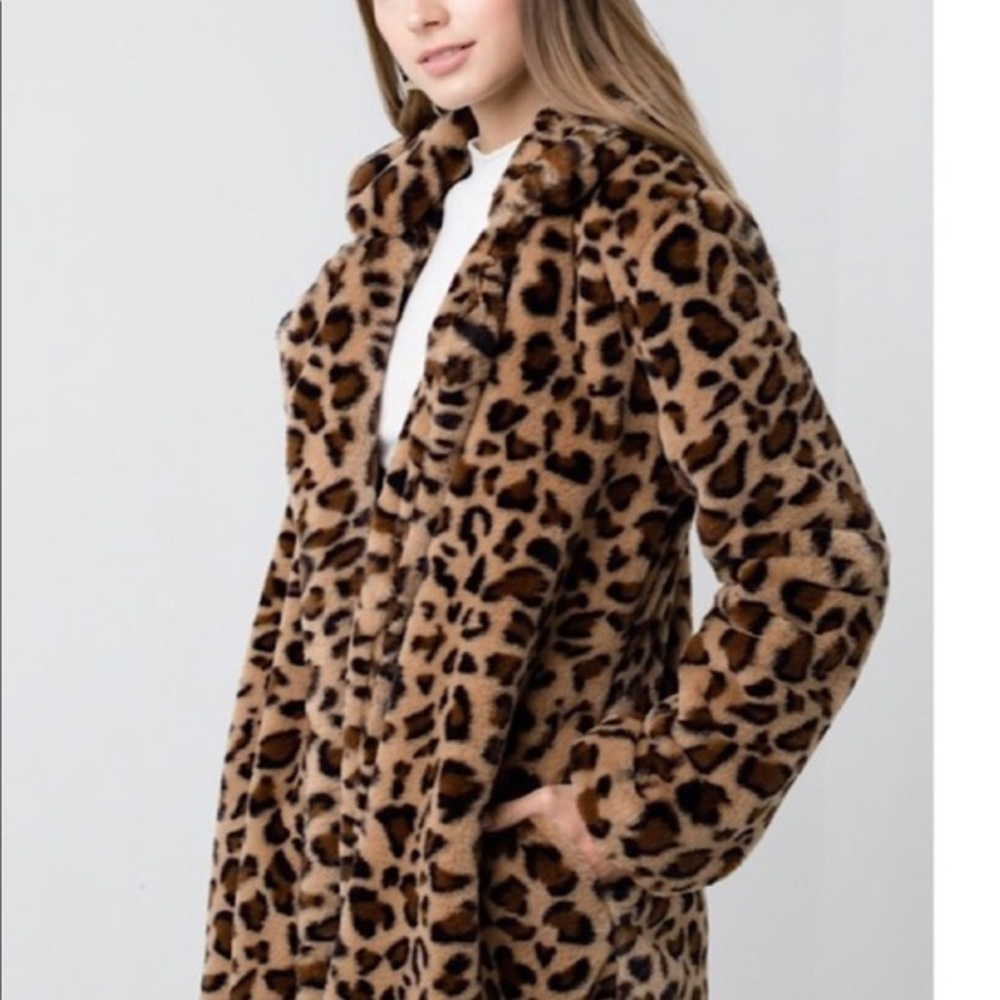 NEW Leopard Print Teddy Coat Jacket Soft Fuzzy - Picture 2 of 8